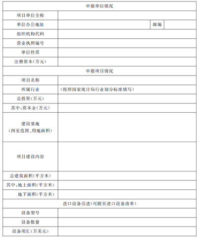 上海市企業(yè)投資項(xiàng)目備案申請(qǐng)表