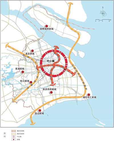 上海市城市化戰(zhàn)略格局示意圖 